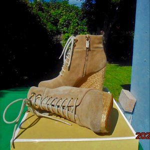 Michael Kors suede platform wedge booties